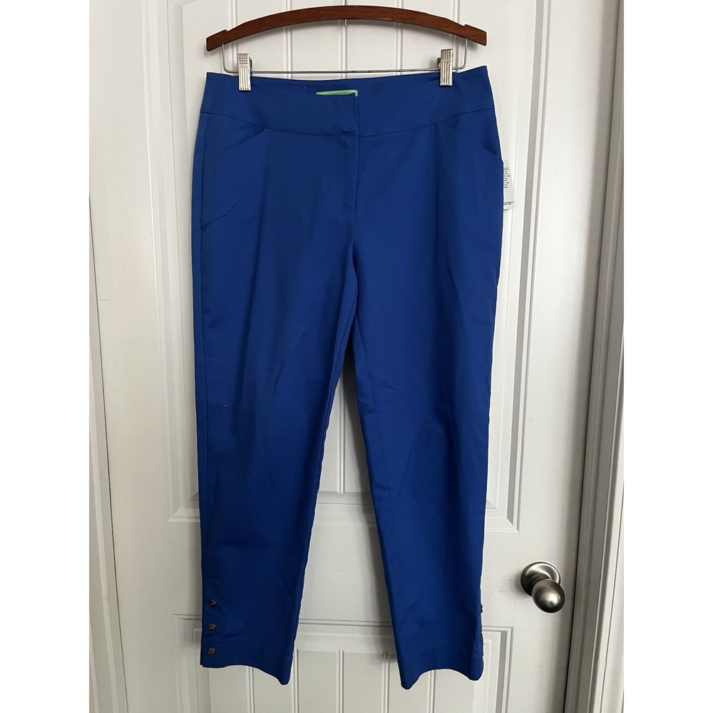 New! Pappagallo Womens 8 Pull On Comfortable Golf Royal Blue Stretch Pant 653